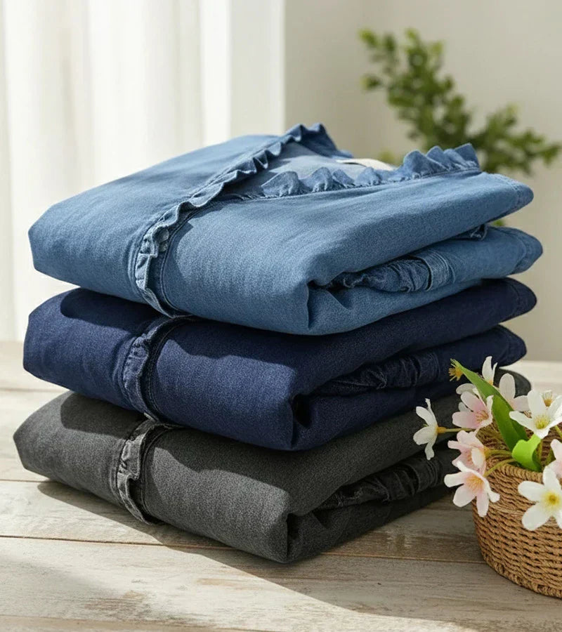 Yssa - Soft-Touch Ruffle V-Neck Blouse